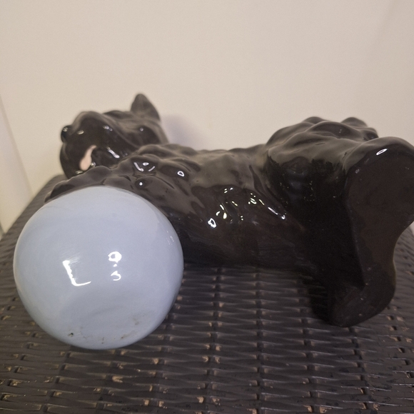 Scottie Dog Playing W/ Ball Porcelain Planter 8.5" long X 9" tall. - Picture 5 of 5